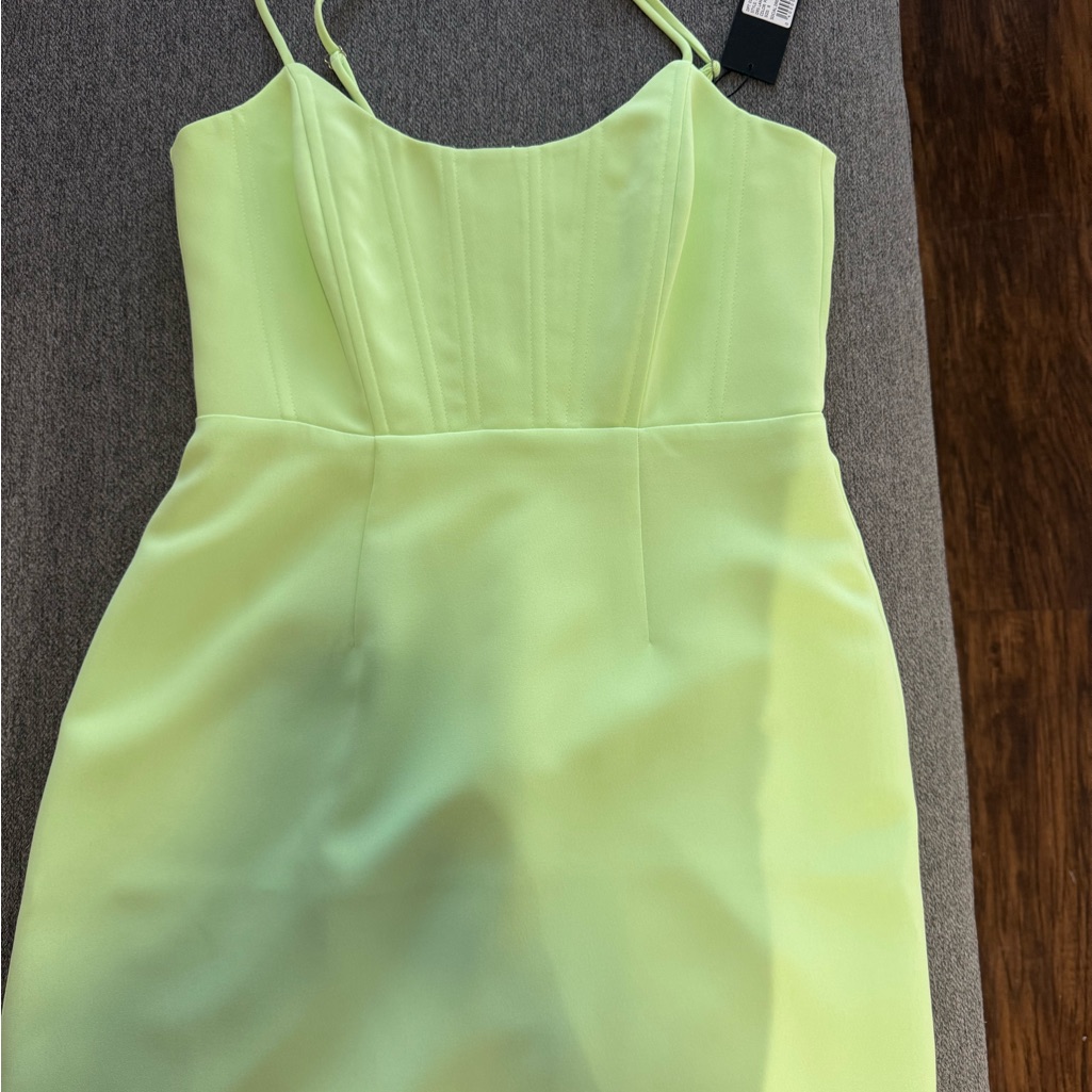 Elegant Lime Green Spaghetti Strap Dress